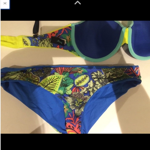 NEW 2PC Maaji Blue Rubik Colorblock Bandeau‎ Top +.Bikini Bottom [ Medium ] - Picture 5 of 8